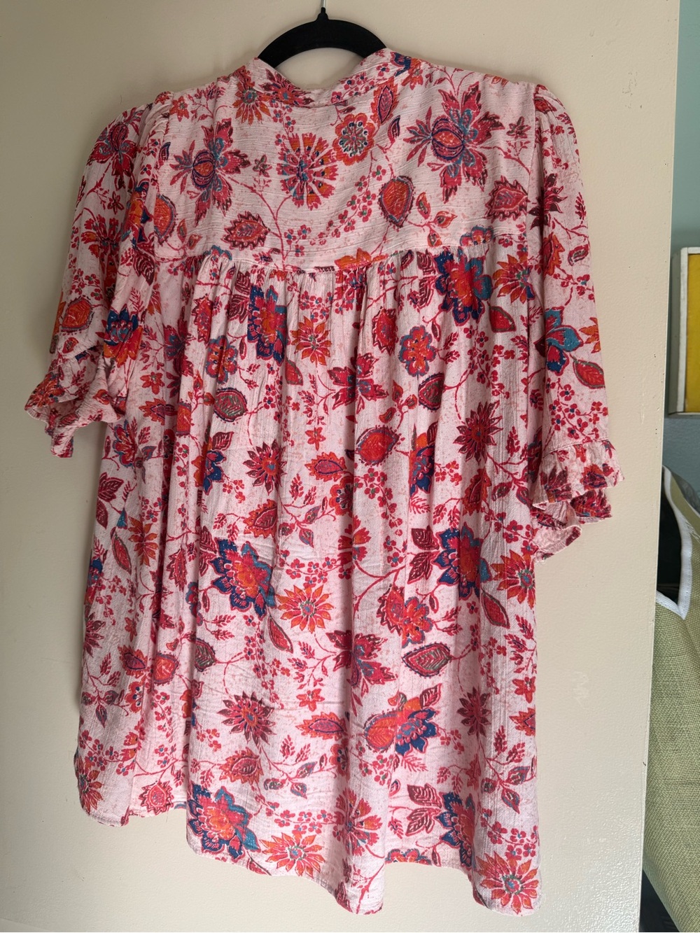 Anthropologie Pink Floral Embroidered V-Neck Tunic - Picture 5 of 5